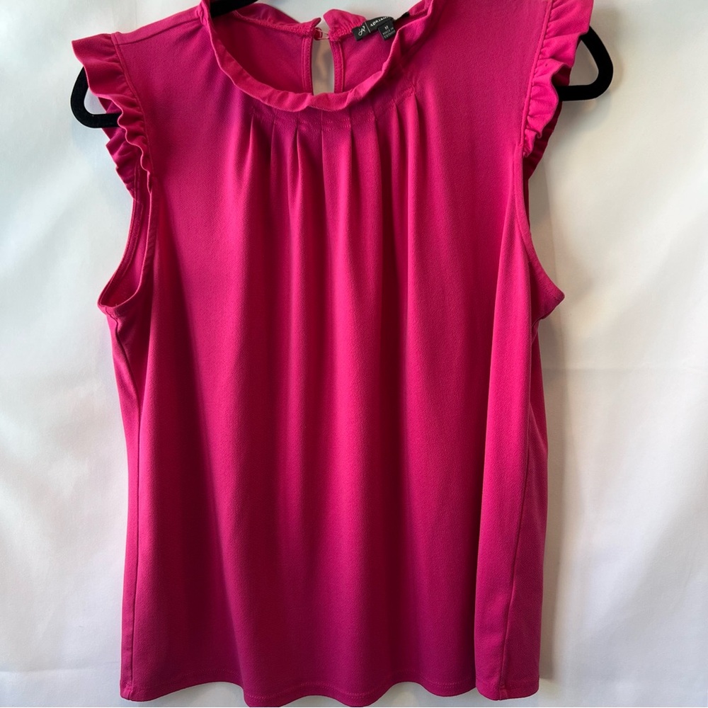 Adrianna Papell Pink Flutter Sleeve Ruffled Blouse